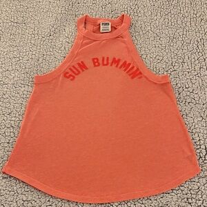 PINK Victoria Secret Sun Bummin Coral  Racer Back Tank Top Cool for Summer SZ XS